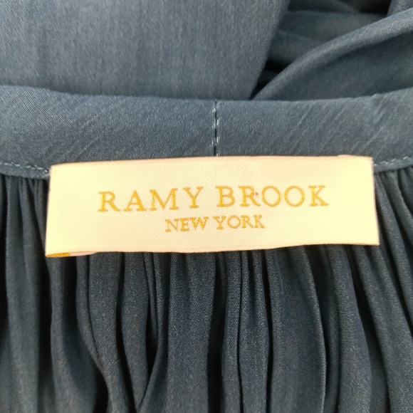 Ramy Brook Paris Poet Blouse Teal Boho Peasant Long Sleeve Top XS Made In USA - Picture 11 of 16